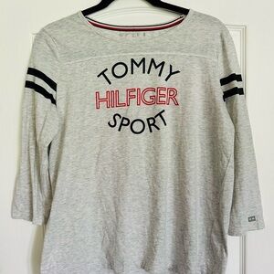 Tommy Hilfiger Sport Light Gray Top with Black and Red Accents
